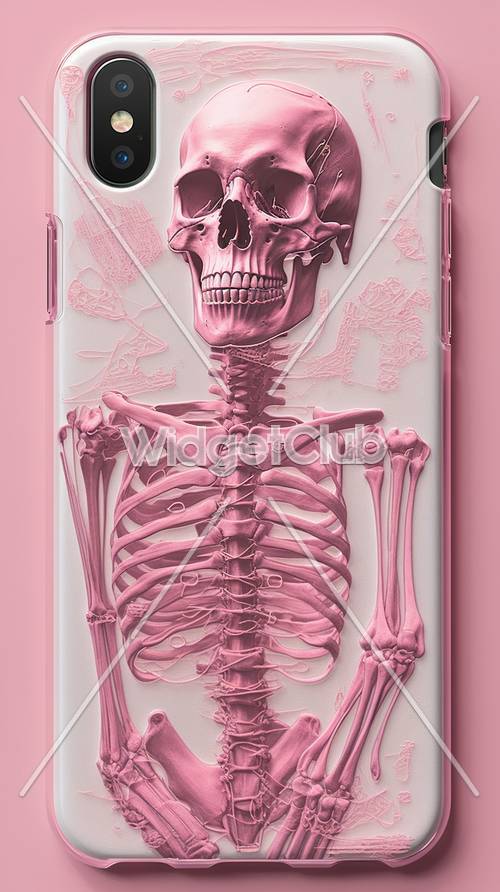 ピンクの骸骨デザインの壁紙