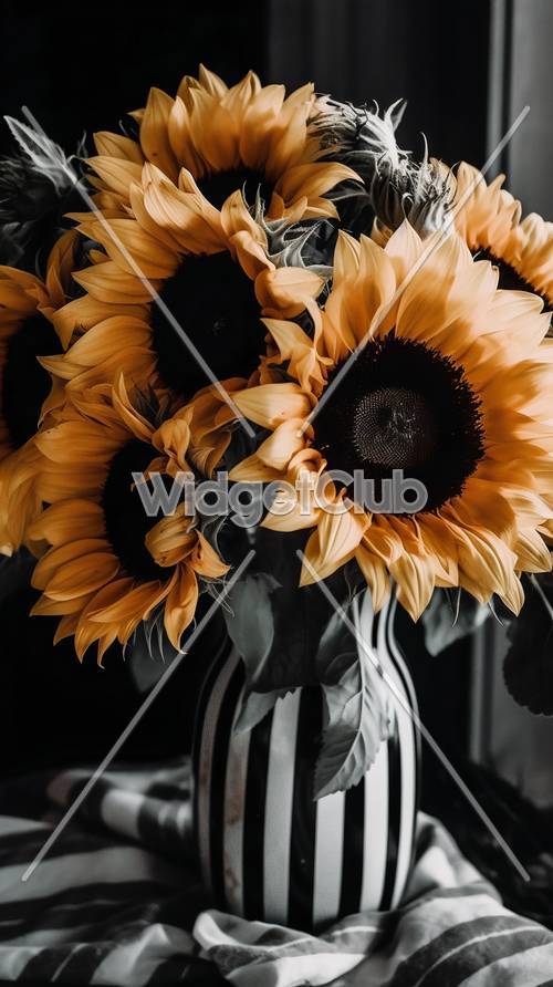 Bright Sunflowers in a Vase