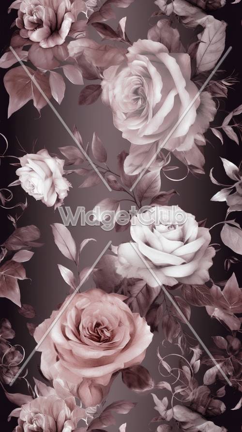 Elegante motivo floreale grigio e rosa