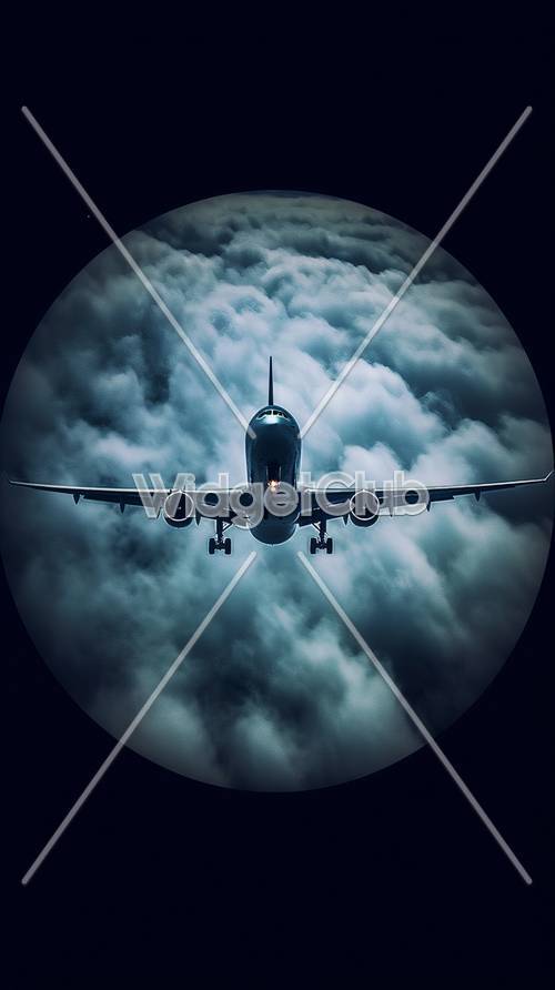 Avion volant à travers des nuages ​​orageux