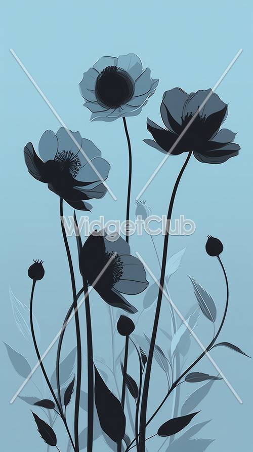 Arte floral azul simple y hermoso