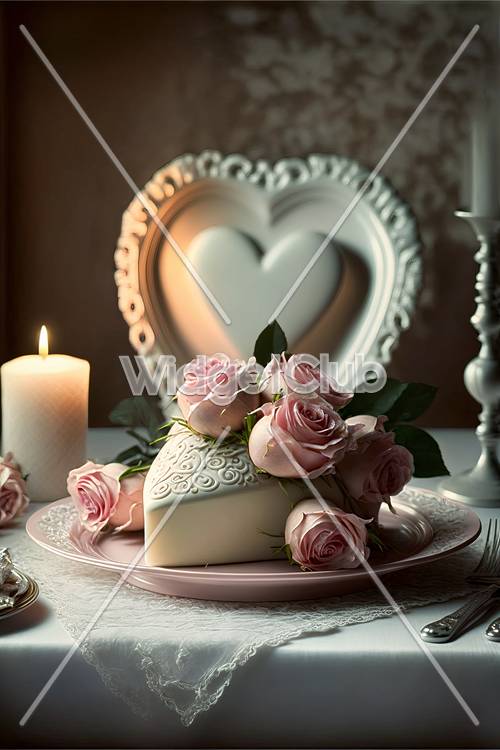 ロマンチックなバラとキャンドルのディナーセッティング