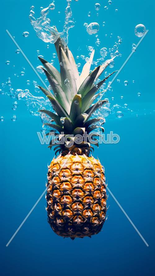 Pineapple Under Water Bubbles
