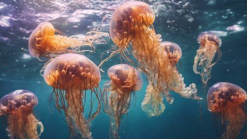 Загадочные разноцветные медузы грациозно дрейфуют под водой