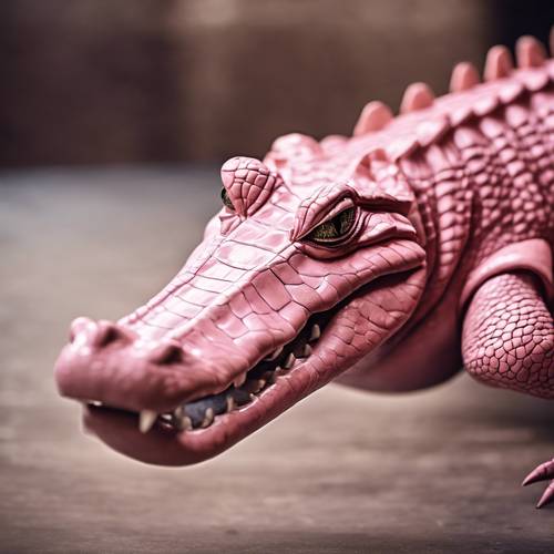 Un gracieux crocodile rose pirouettant dans une performance de ballet.