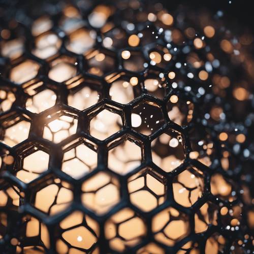 An abstract image of a black honeycomb transforming into tiny stars. Tapet [e2fd0d53343a4d868930]