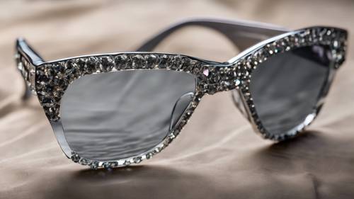 Para szarych okularów inkrustowanych diamentami, uosabiających luksus i status.