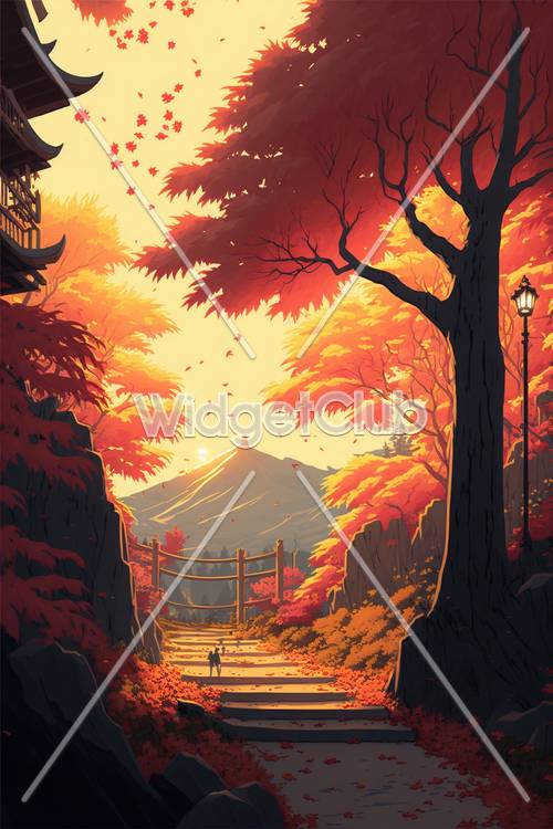 富士山と紅葉の日本の秋
