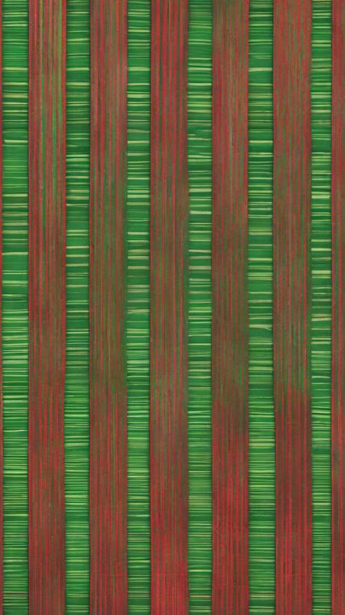 Mükemmel, kusursuz bir desen oluşturan canlı yeşil ve yoğun kırmızı çizgilerden oluşan sıralar.