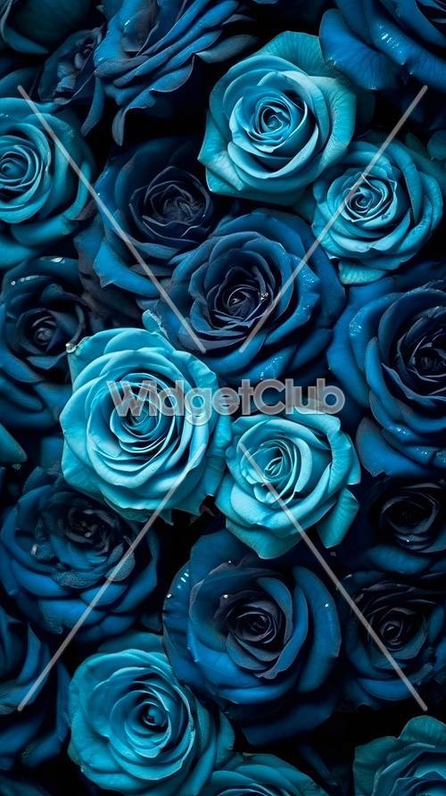 Rosas azules en colores profundos del océano