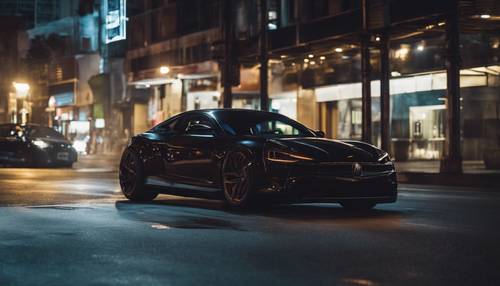 Sleek, modernized car silhouette, absorbed within the darkness.