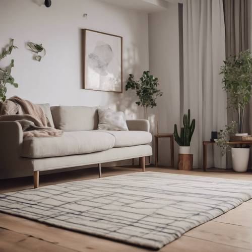 室內風格的客房在木地板上舖有舒適的中性格紋地毯。