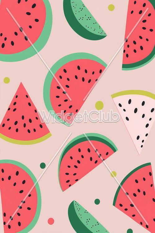 Colorful Watermelon Slices on Pink Background
