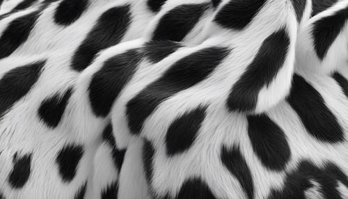 Tekstur mulus menampilkan bercak hitam dan putih, mirip dengan yang terlihat pada bulu Holstein Friesians.