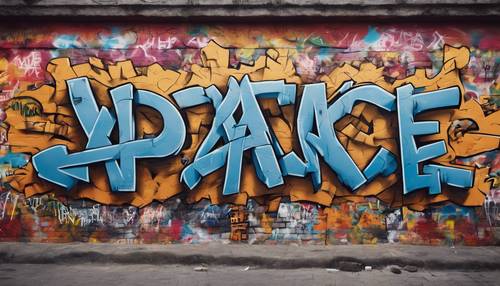 Graffiti di parole diverse che si intrecciano, inviando un potente messaggio di pace e unità