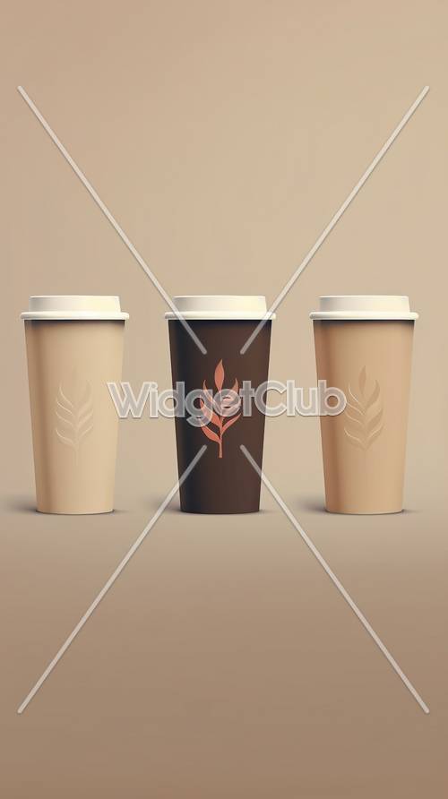 Stylish Coffee Cups Design for a Calming Background Tapet [74aee12650644bb9b71b]