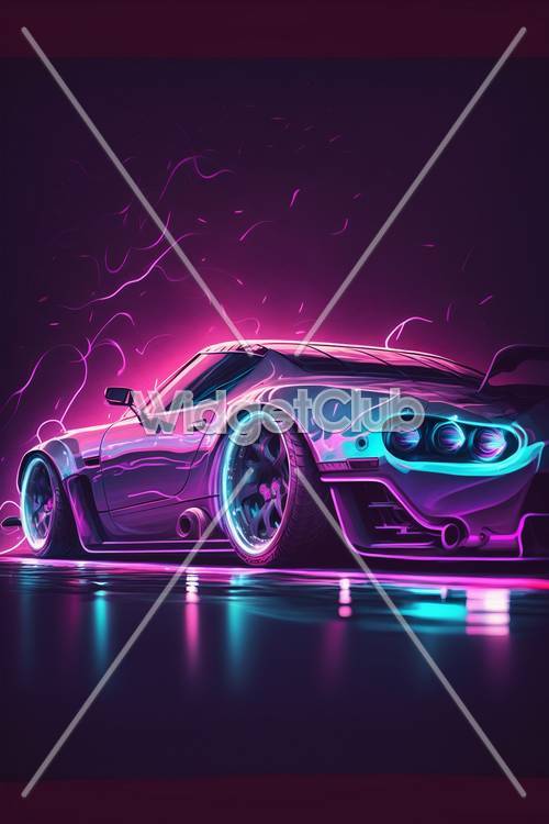 Neon Parıltılı Spor Araba