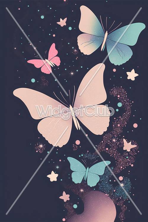 Magical Butterflies in Night Sky