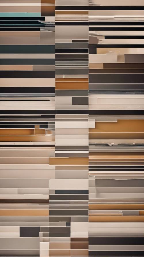 Linee diagonali e blocchi di colore che formano una stampa digitale astratta minimalista in un loft moderno