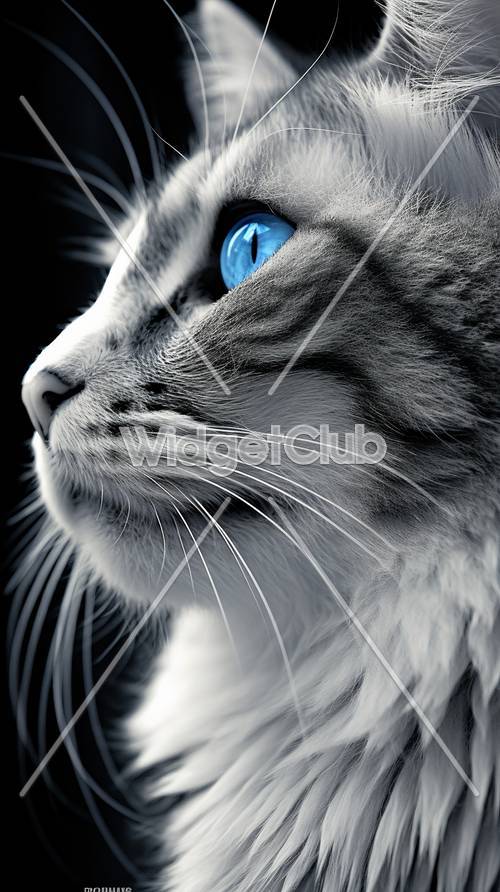 Close-Up Kucing Bermata Biru