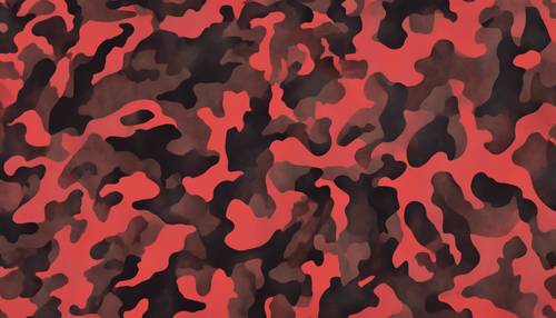 Padrão de camuflagem manchado de vermelho e preto.