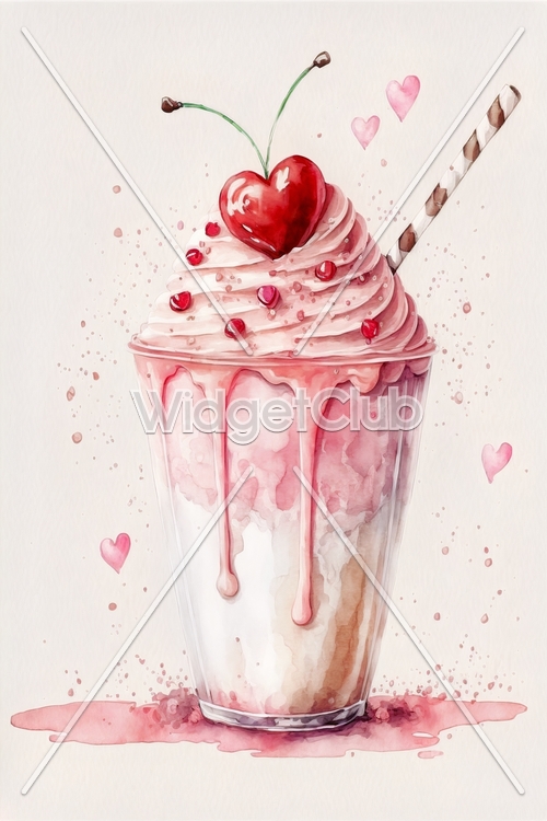 Cherry Delight Shake Art Wallpaper[3143259ee32a4ca5a4bc]