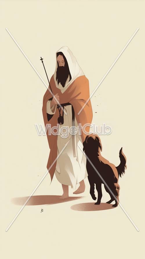 Pastore mistico con cane fedele