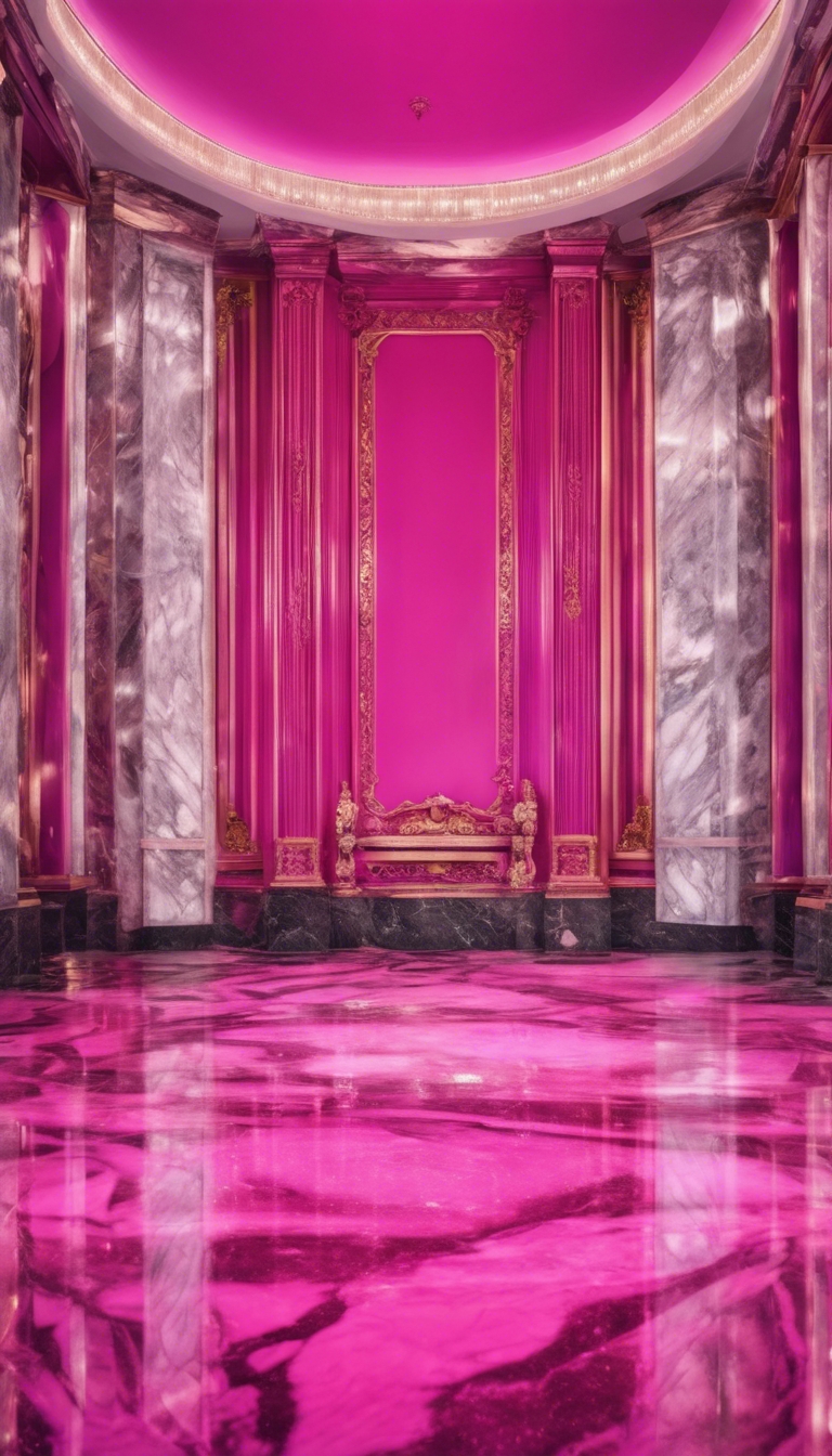 A marble hall shimmering in tones of hot pink, polished and shiny, with tangible depth in its swirling pattern. Wallpaper[b2d120a3278546b79864]