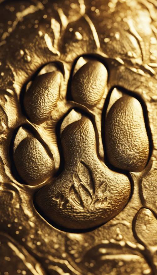 Elegant golden embossed image of a bengal tiger's paw print.