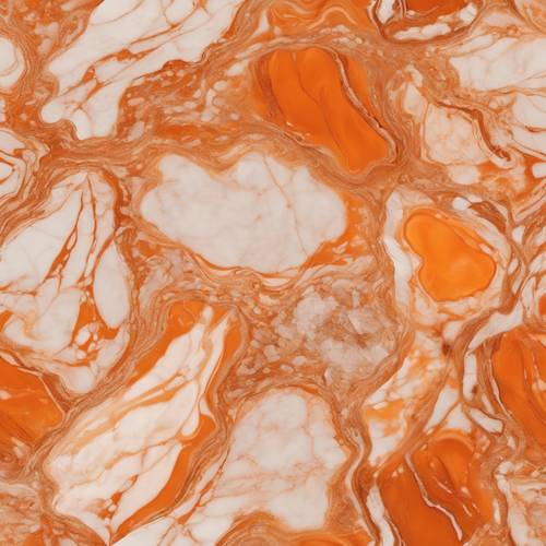 Ярко-оранжевый мрамор с гладкой поверхностью, образующей бесшовный узор.