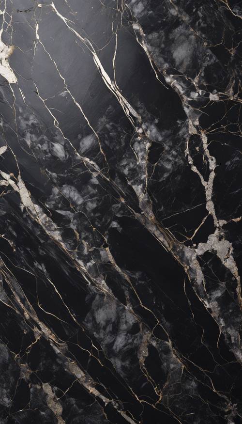 The texture of black marble with subtle silver shimmering streaks.