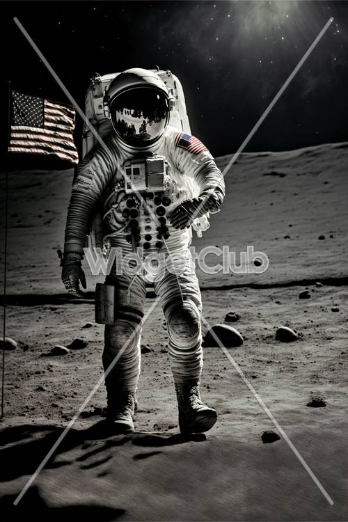 月の上を歩く宇宙飛行士 - クールな宇宙アドベンチャー