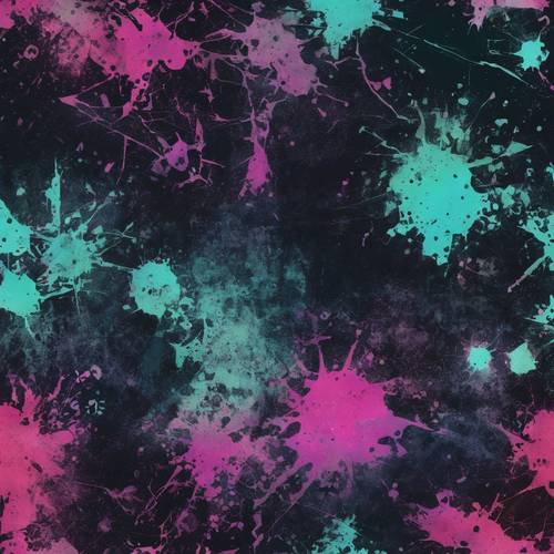 A grungy, distressed seamless pattern with a mix of fluorescent colors on a dark background. Tapet [96410d9fb028487db11a]