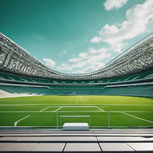 A modern, state-of-the-art sports stadium in a vibrant green field. Divar kağızı [53cfd2e4202647aea592]