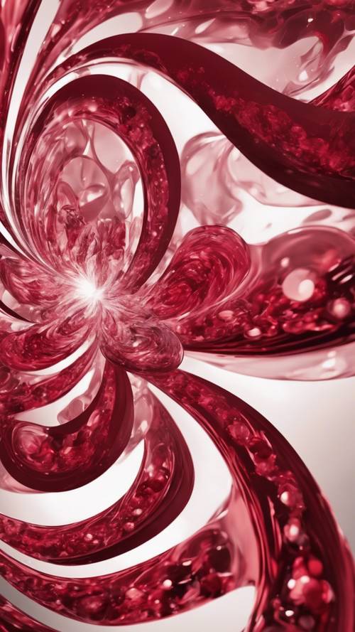 An abstract design composed entirely of deep ruby-red swirls.