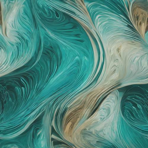 A canvas depicting an abstract pattern of swirling teal and aqua hues