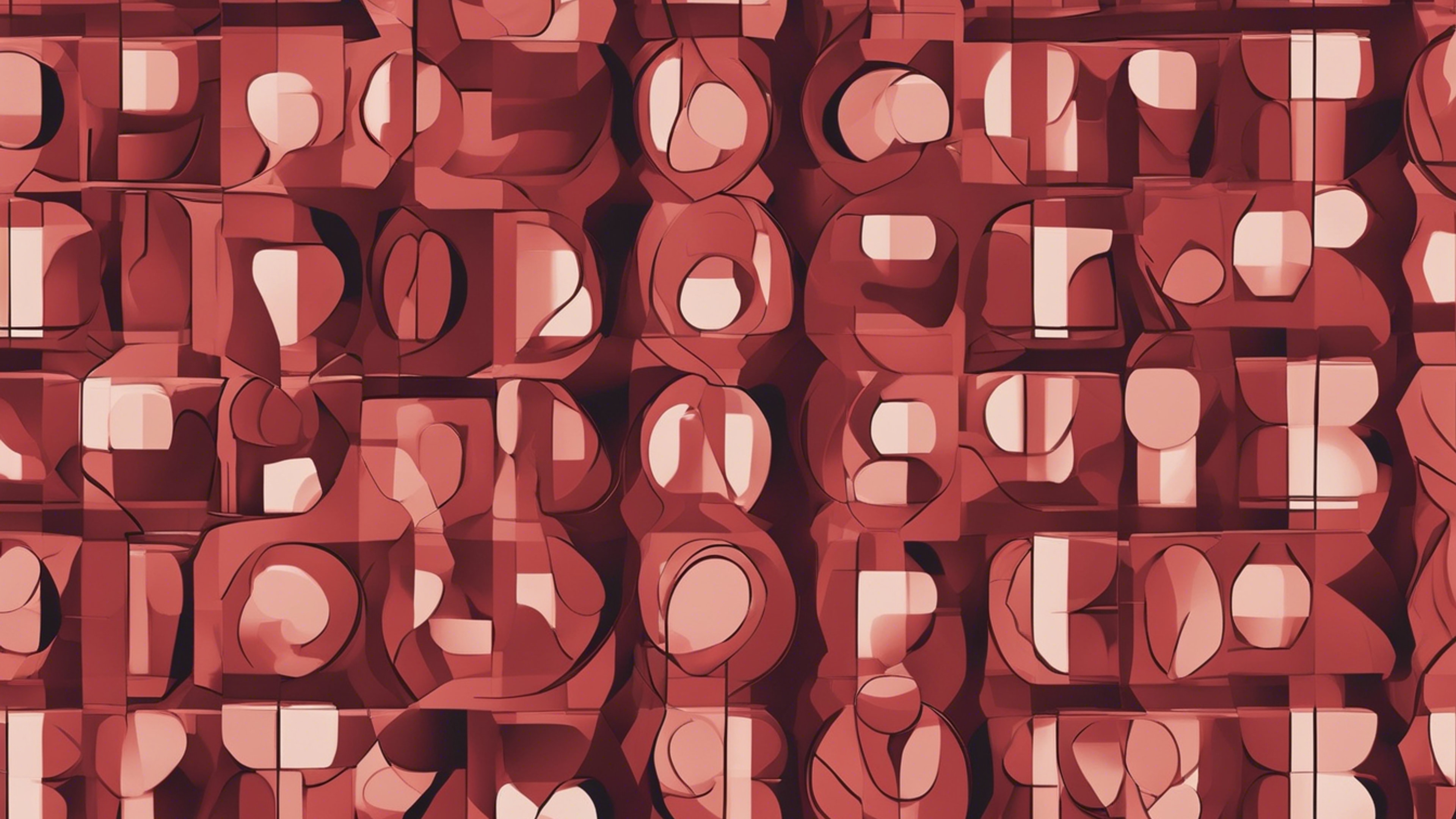 Cubist artwork in rouge and cocoa, effortlessly repeating to present a modern, abstract pattern. Wallpaper[8d05fed6b2b34d37b667]