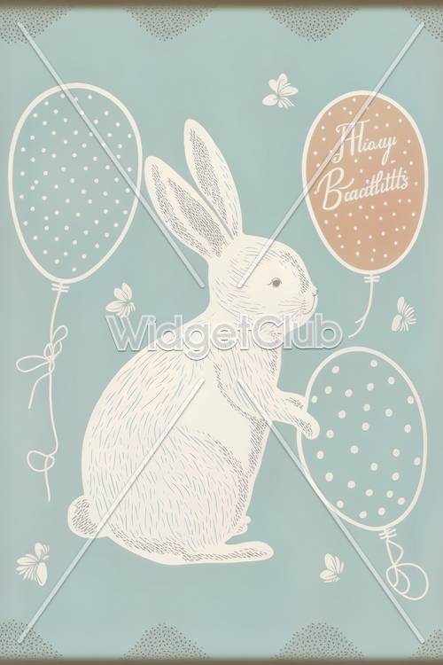 Cute Bunny with Balloons Illustration
