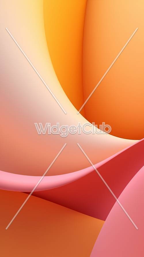 抽象的なオレンジとピンクの曲線アート