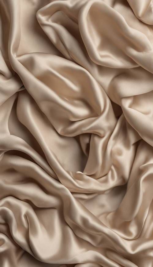 A seamless pattern of beige silk fabric crumpled softly.