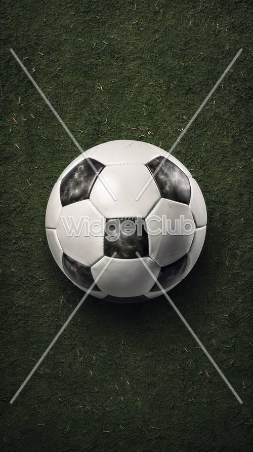 Футбольный мяч на поле зеленой травы