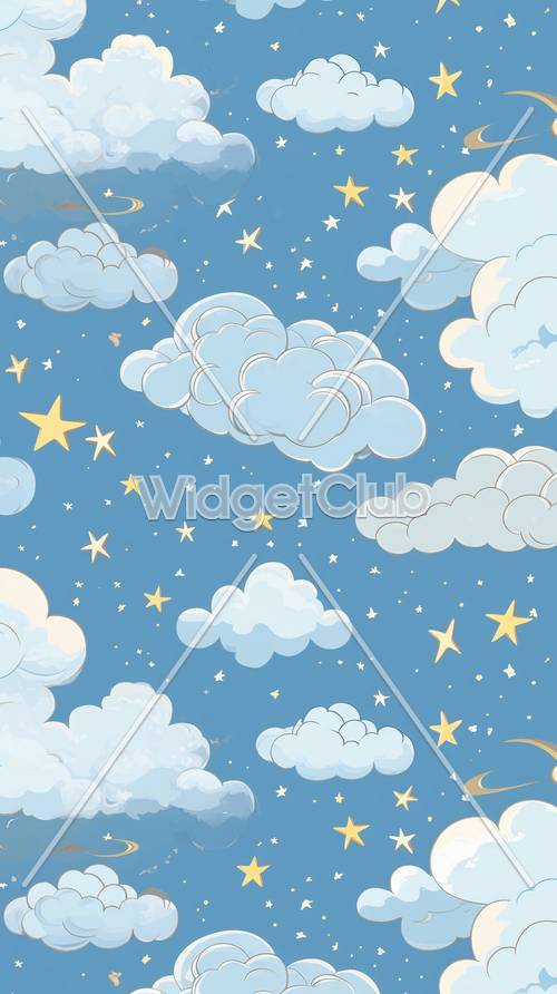 Starry Sky and Fluffy Clouds