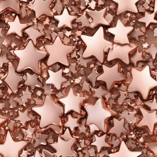 Texturas de ouro rosa derretendo em um padrão suave e uniforme de formas de estrelas.