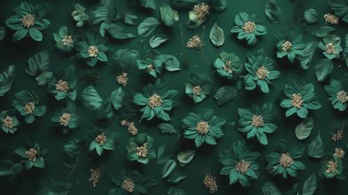 ホリデーカードに描かれた祝祭感あふれるダークグリーンの花模様