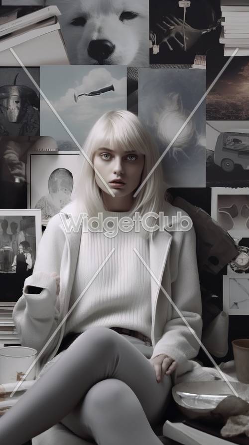 Artful Monochrome Lady with Expressive Eyes