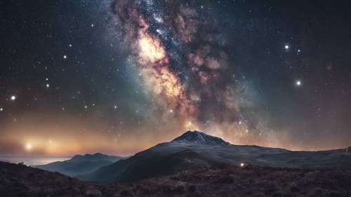 Ein wunderschöner Blick auf die Milchstraße von einem einsamen Berg aus.