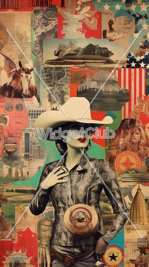 Cowboy Hat and Vintage Collage Art