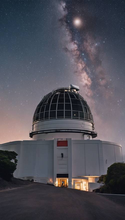 A rare view of the Mauna Kea observatories under a star-filled sky in the island of Hawaii.