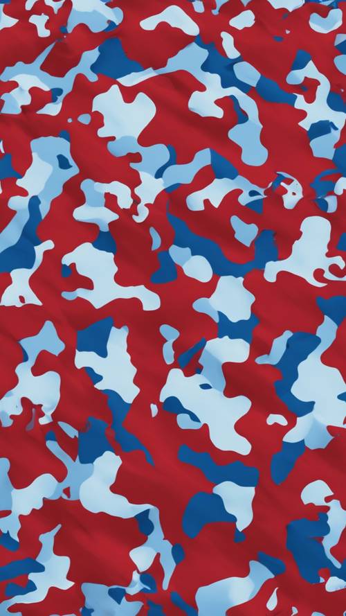 A seamles pattern of red and blue camouflage.