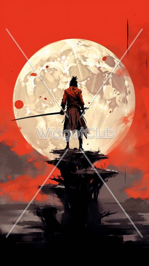 Samurai Under a Full Moon
